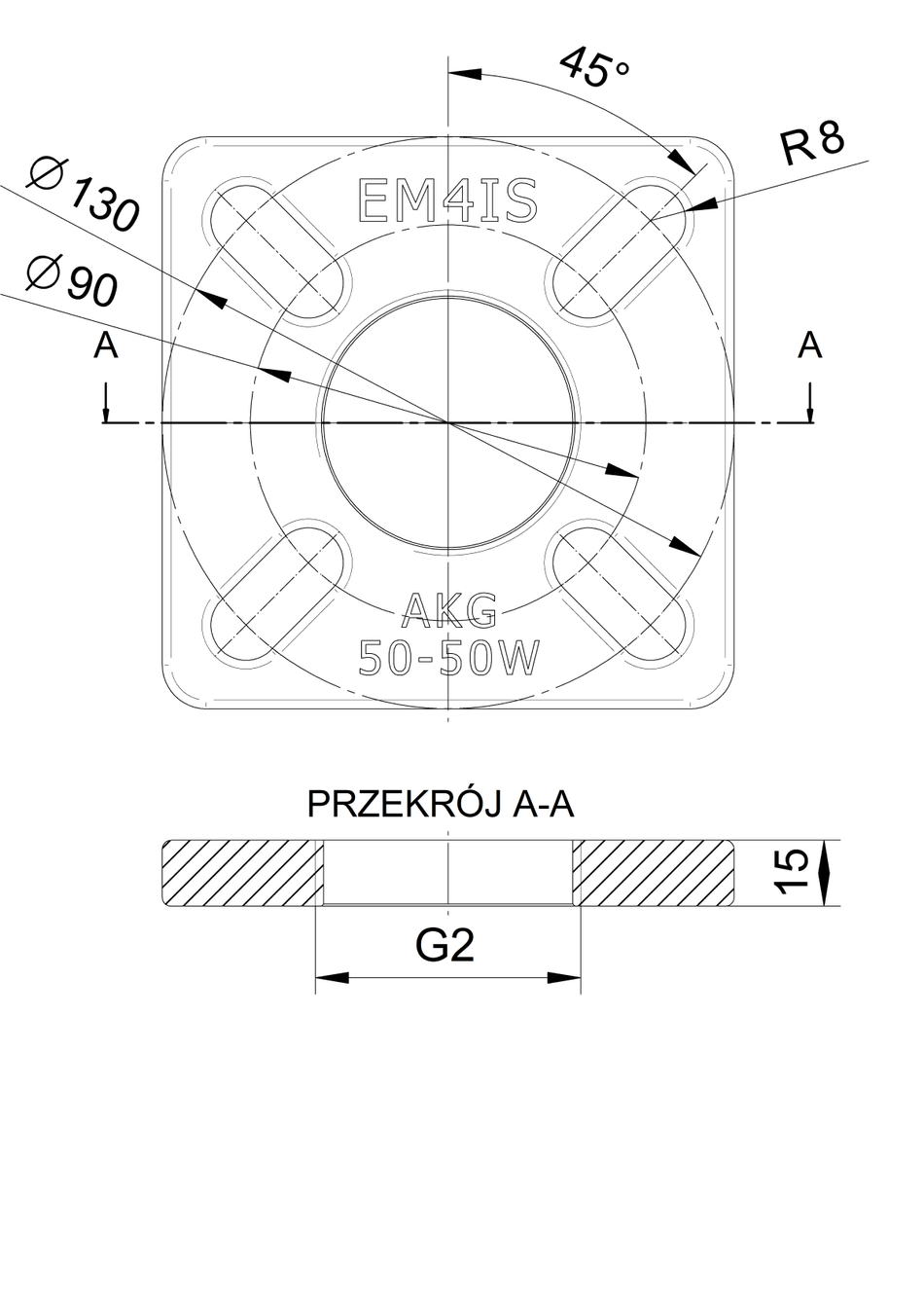 AKG 50-50W Adapter kołnierzowo-gwintowany DN50 x 2" GW do pomp ściekowych