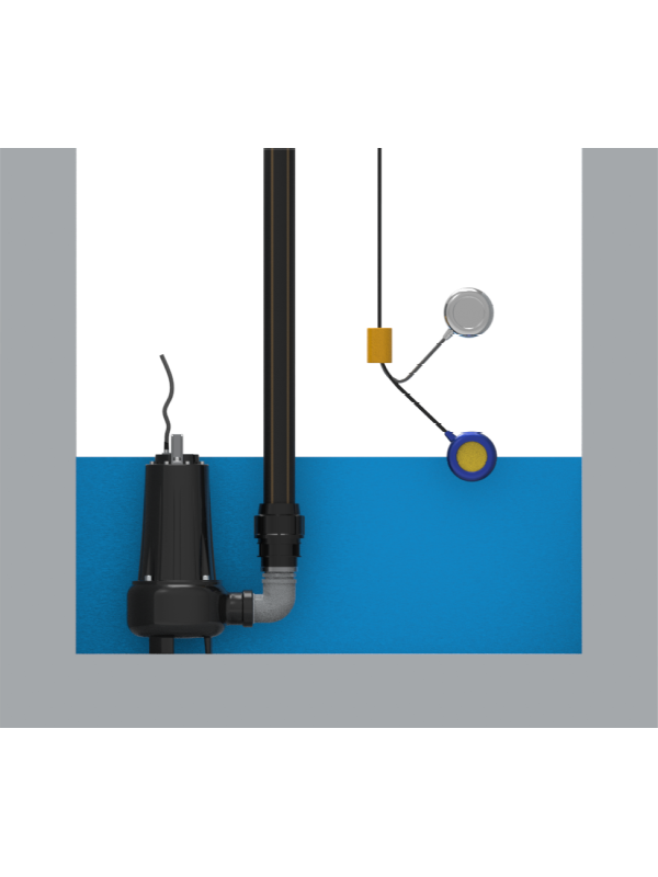 WP075E wyłącznik pływakowy do pompy epdm - pływak z kablem H05RNF 3 x 0,75 mm2