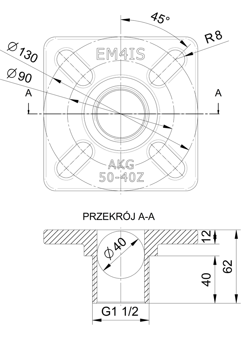 AKG 50-40Z Adapter kołnierzowo-gwintowany DN50 x 1½" GZ do pomp ściekowych