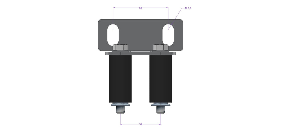 Wspornik prowadnic WP_CAL50 do pomp CALPEDA (prowadnice Ø26,9x2, rozstaw 38 mm)
