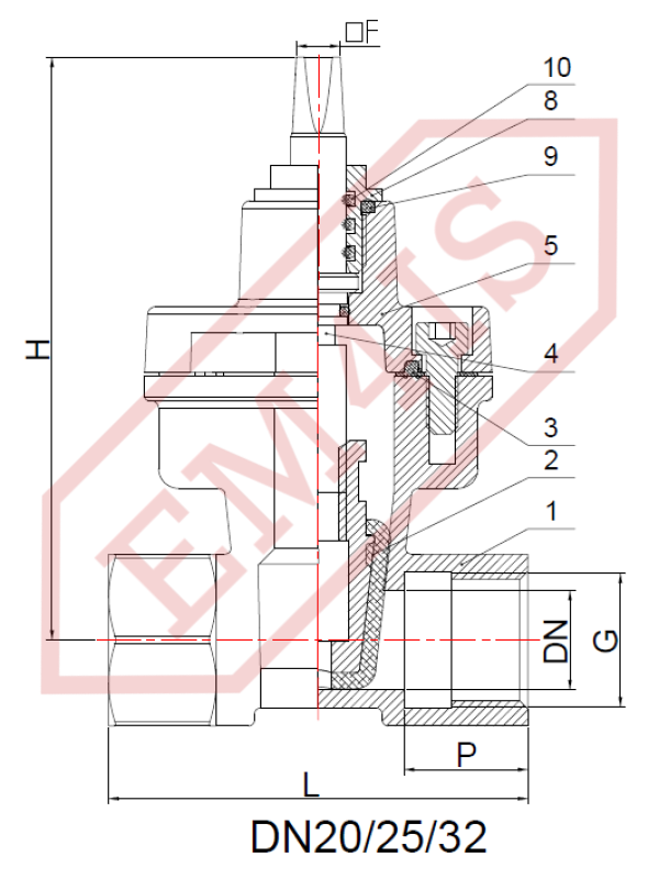 ZKO-G Zasuwa klinowa ogumowana gwintowana do ścieków - DN32/G1¼” - DN50/G2"